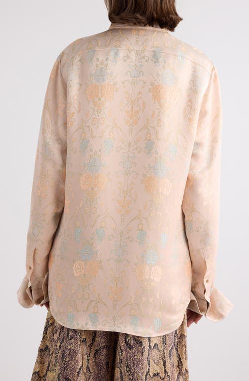 Dries Van Noten Celina Floral Jacquard Satin Shirt In Light Pink
