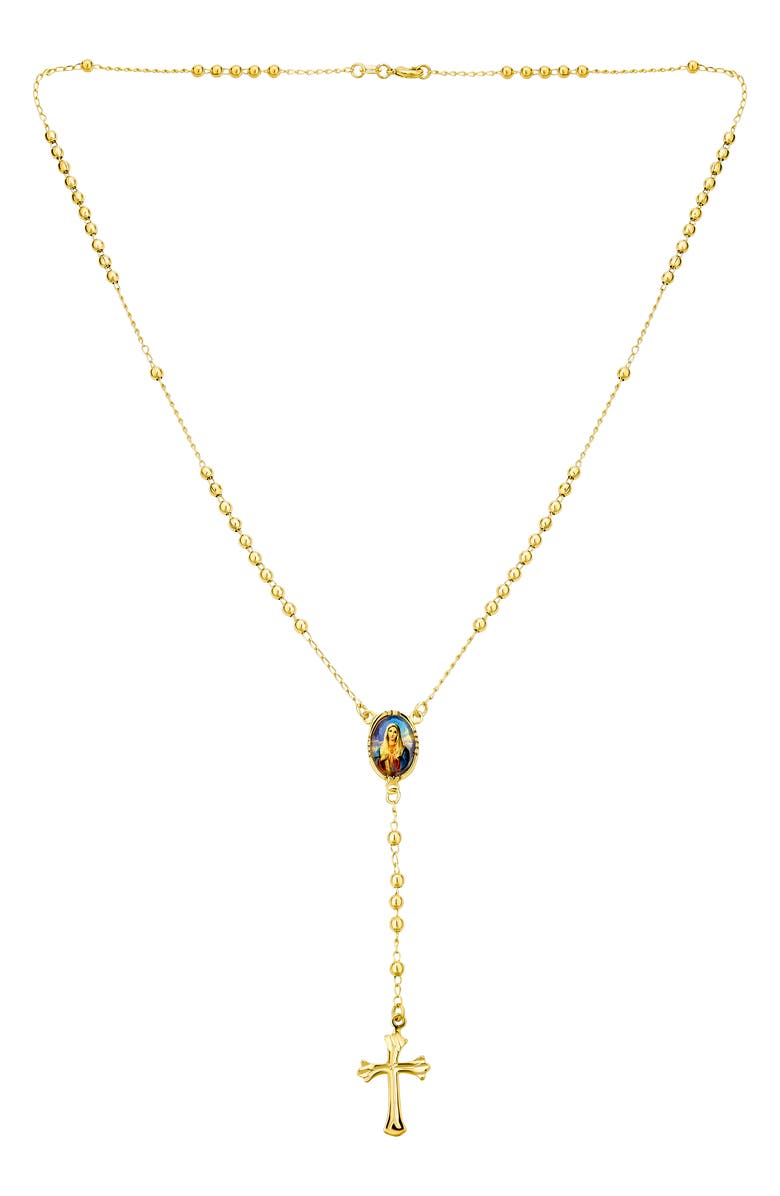 BLING JEWELRY Holy Cross Rosary Y-Necklace, Main, color, Gold-Tone Mary