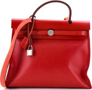 Pre-Owned Hermes Herbag Zip Berline Vache Canvas and Leather 31
