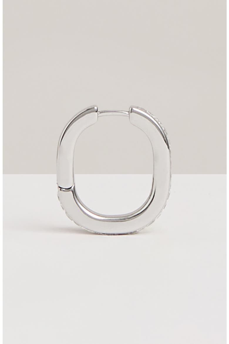 Mia Modern Cubic Zirconia Hoop Earrings, Alternate, color, SILVER TONE/ CLEAR CRYSTAL