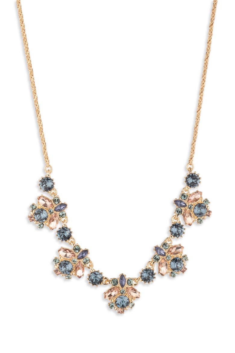 Beauty in Blue Crystal Frontal Necklace, Main, color, BLUE