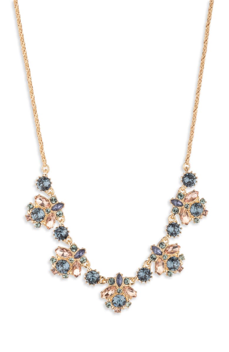 Marchesa Beauty in Blue Crystal Frontal Necklace, Main, color, Blue