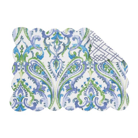 Juliet Quilted Reversible Bright Paisley Placemats Set of 6 13" x 19"