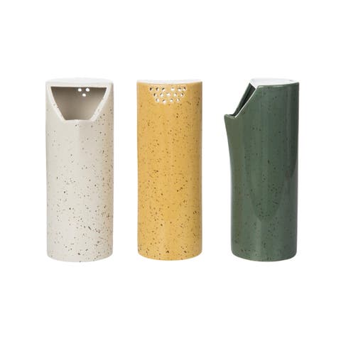 Ceramic Plant Shower Set of 3 Decorative Planters for Home Spring Decor