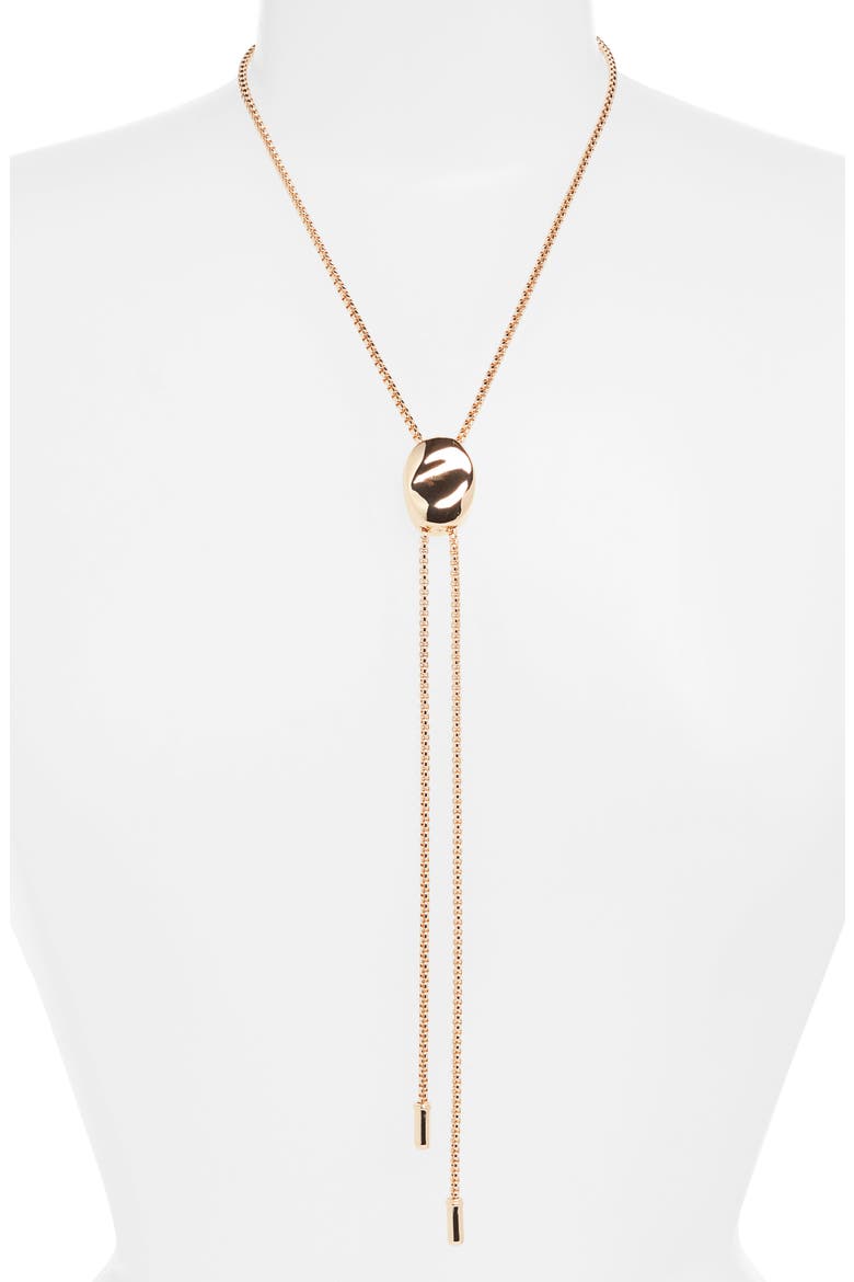 Puffy Pebble Bolo Necklace, Main, color, GOLD