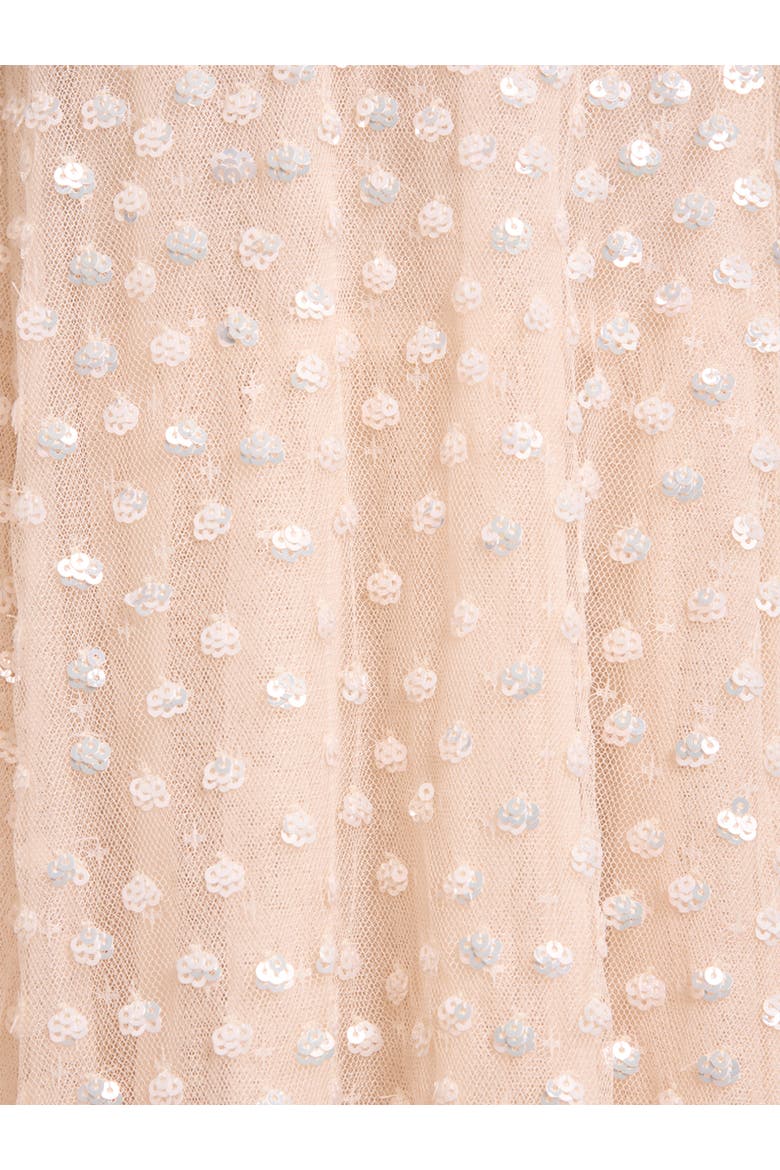 Scatter Dot Round Neck Ankle Gown, Alternate, color, Cream