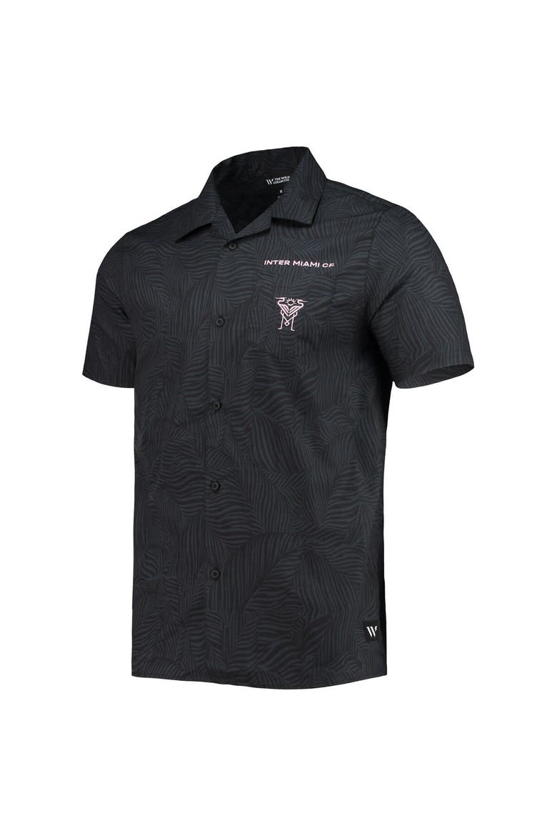 Men's The Wild Collective Black Inter Miami CF Abstract Palm Button-Up Shirts, Alternate, color, Black