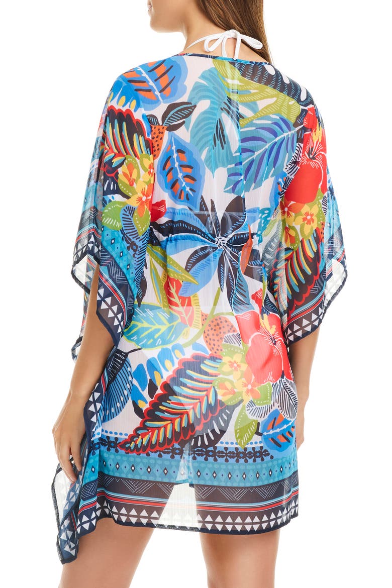 Floral Cover-Up Caftan, Alternate, color, BLUE MULTI
