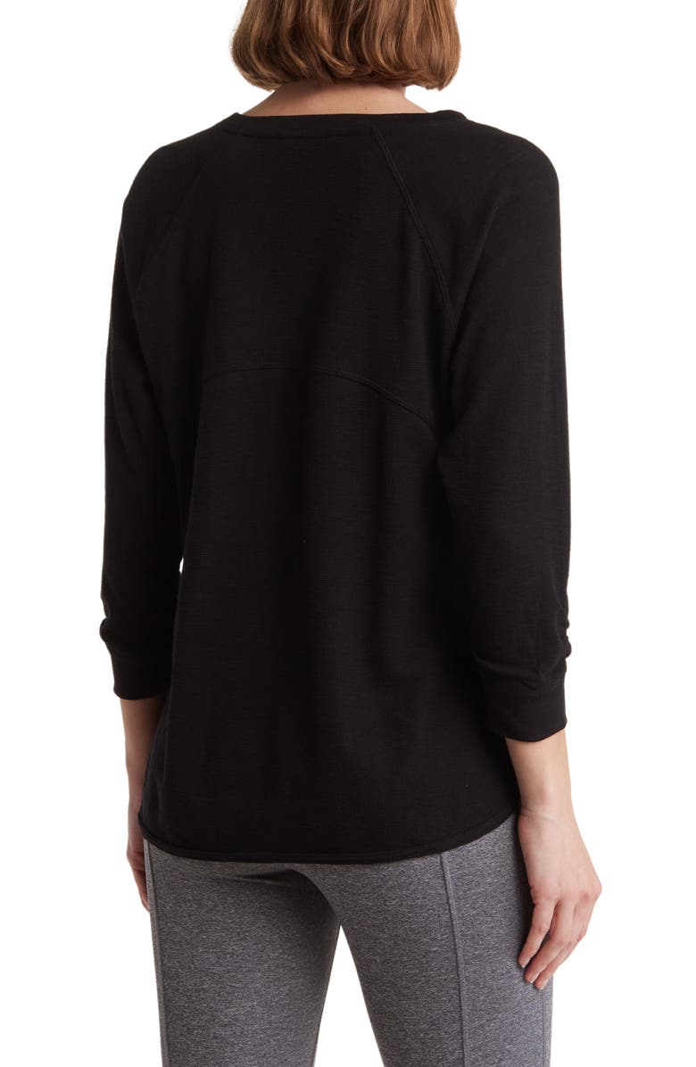 DKNY Slub Waffle High-Low T-Shirt, Alternate, color, Black