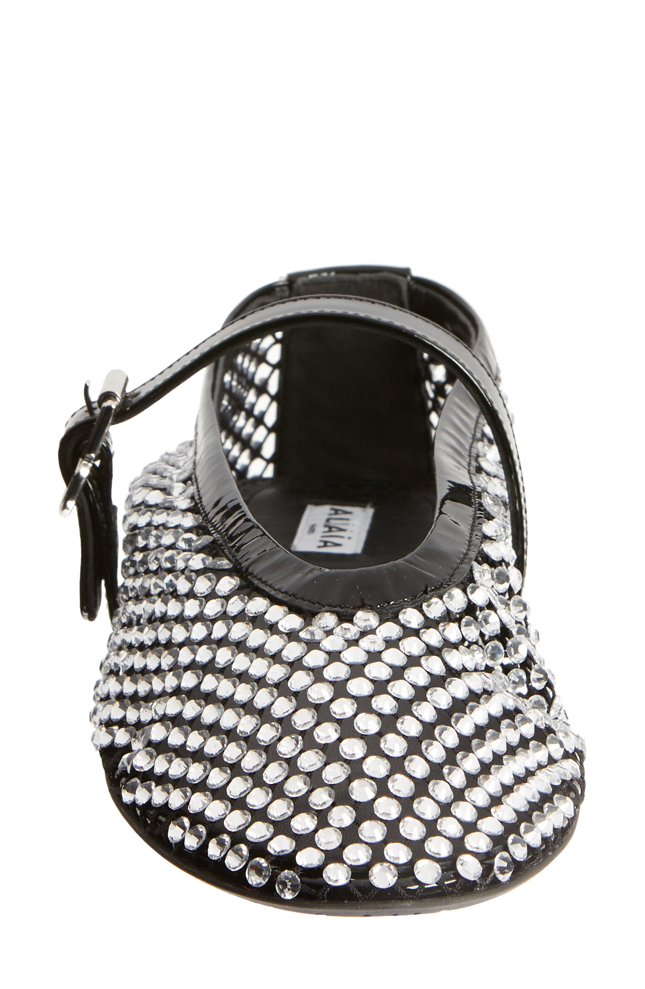 Alaïa Rhinestone Mesh Ballerina Flat, Alternate, color, 