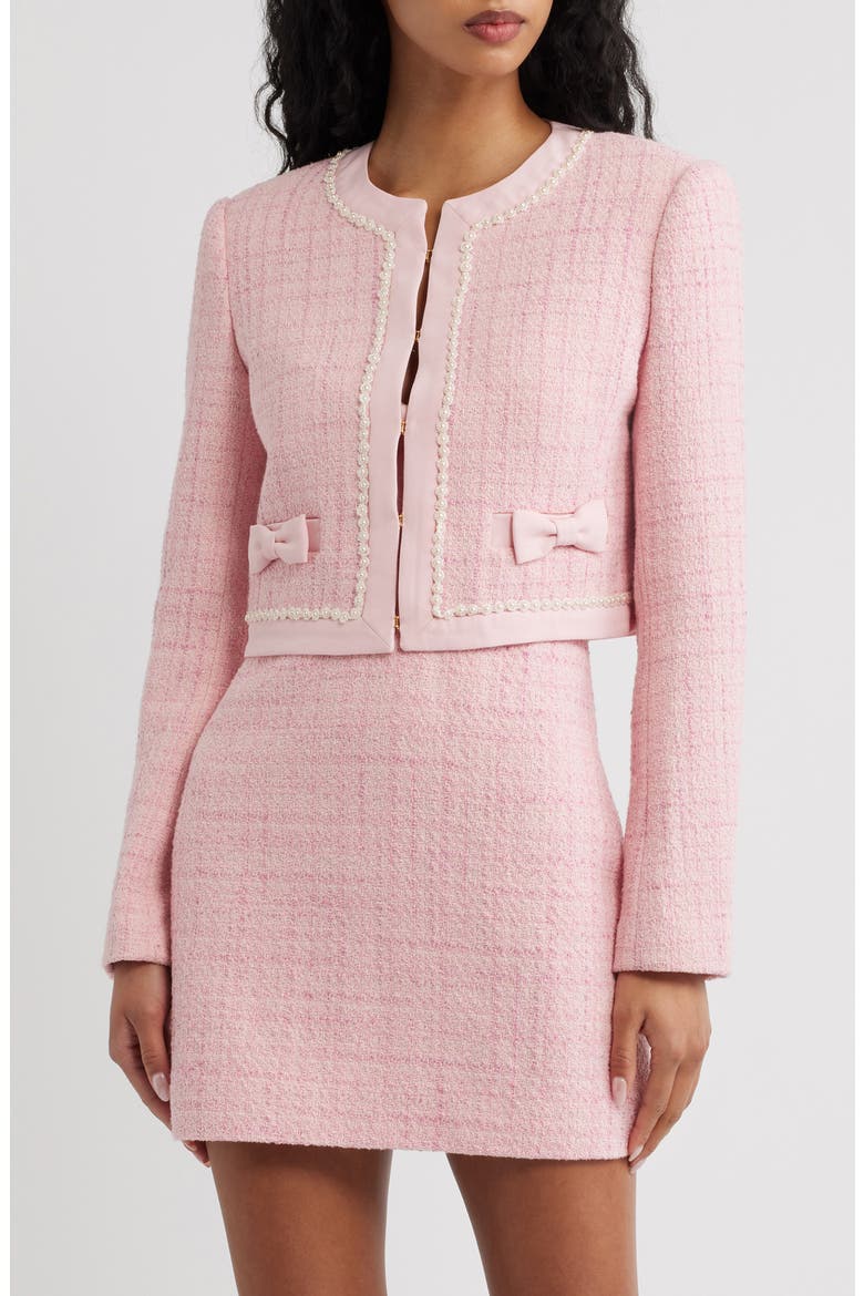 Ralphette Tweed Crop Jacket, Main, color, PINK HIBISCUS