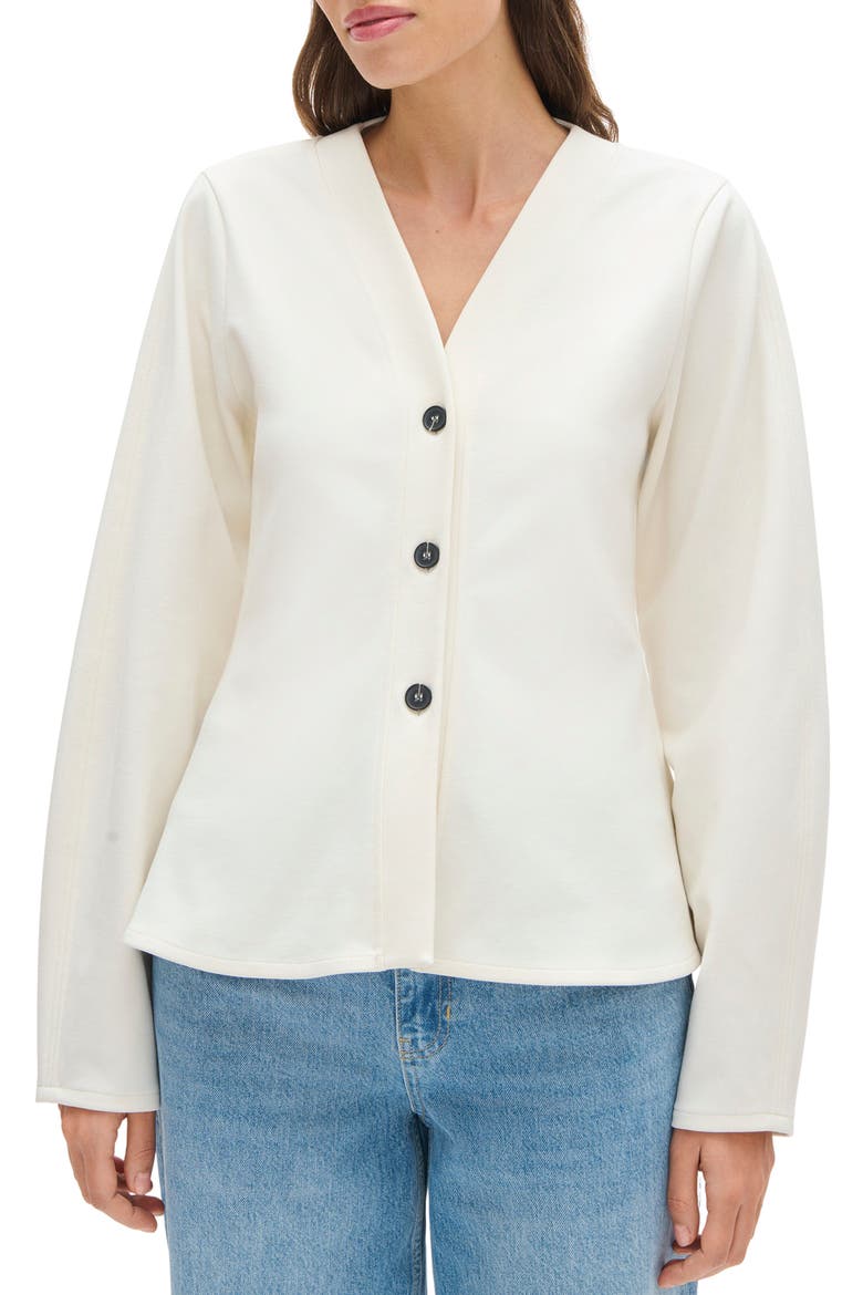 Azalea Ponte Peplum Top, Main, color, WHITE