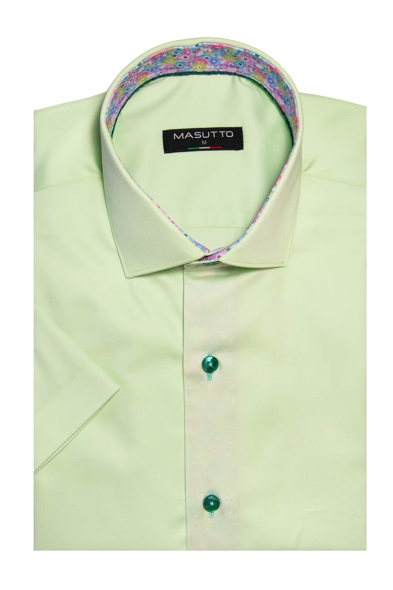 Brianne Solid Button-Up Short Sleeve Shirt, Main, color, Green