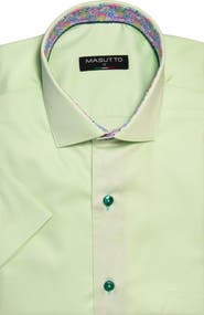 MASUTTO Brianne Solid Button-Up Short Sleeve Shirt
