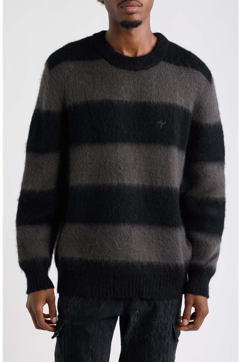 Stripe Cotton Sweater, Main, color, BLACK STRIPE