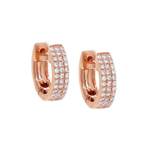 Diamond Triple Row Huggie Earring 14K