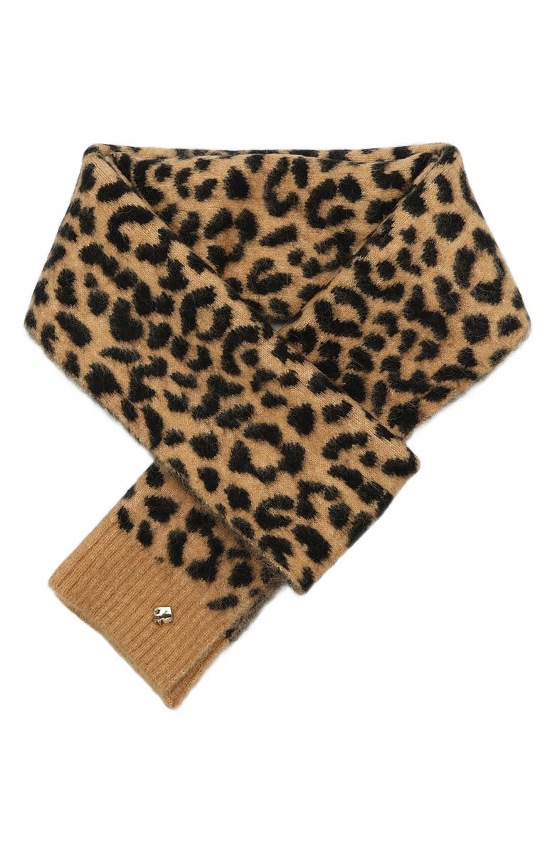 Kate Spade New York classic leopard print scarf, Alternate, color, 