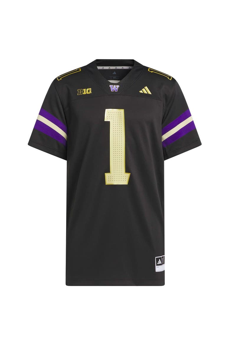 Men's adidas #1 Black Washington Huskies Premier Strategy Jersey, Main, color, Black