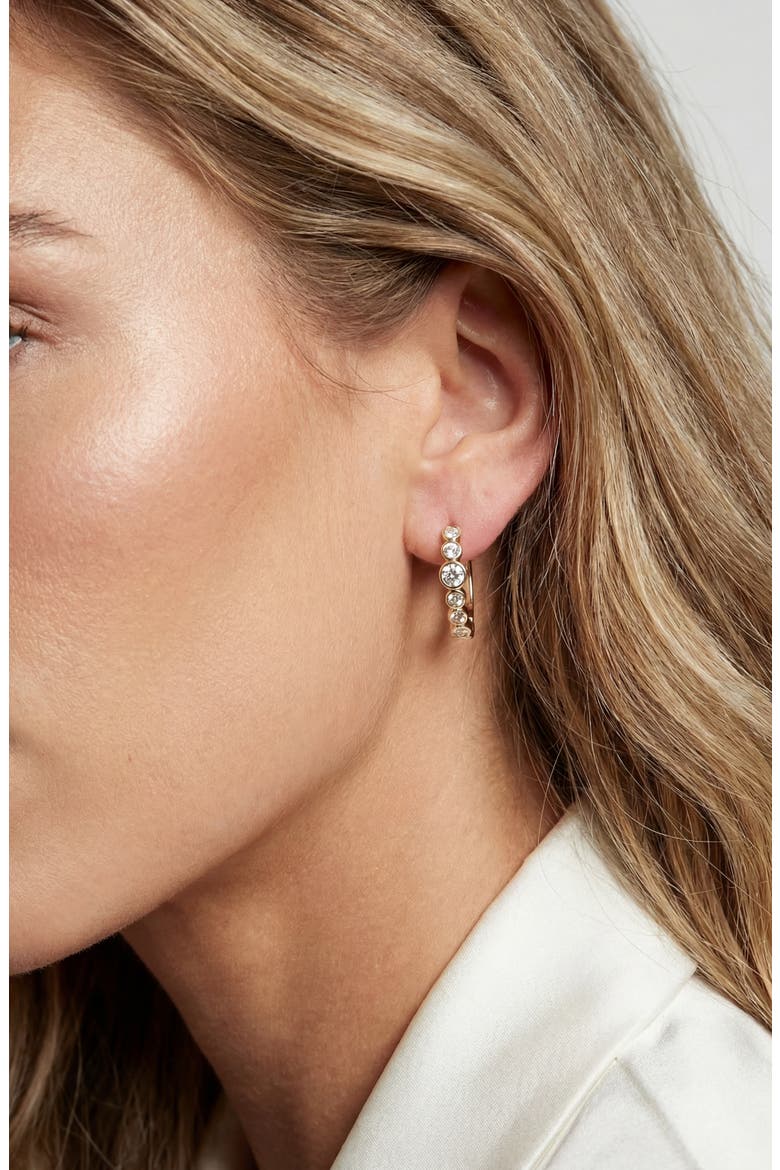 Earrings Sardinien Creolo, Alternate, color, 18K Gold Plated / White