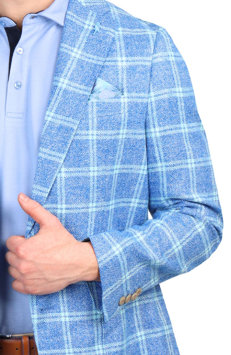 TailorByrd Textured Yarn Dye Windowpane Sport Coat, Alternate, color, Royal