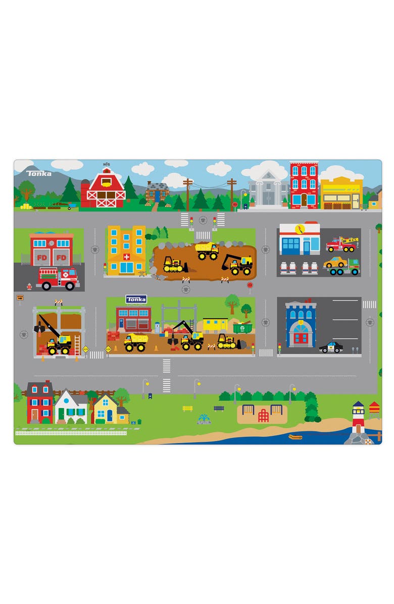 Imaginmat Jumbo Tonka Floor Playmat 
2 Toy Cars, 47 X 61",Ages 3+, Main, color, Multicolored