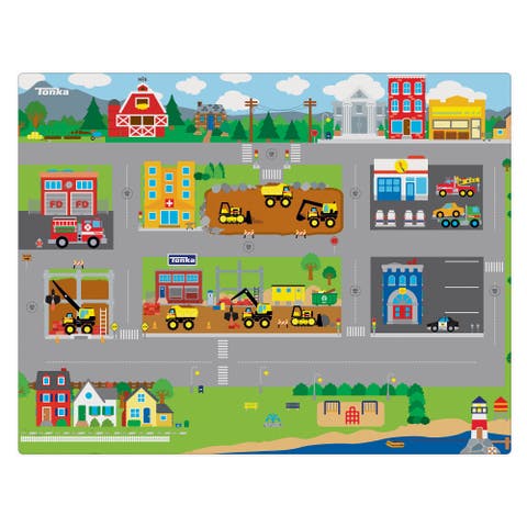 Jumbo Tonka Floor Playmat & 2 Toy Cars, 47 X 61",Ages 3+