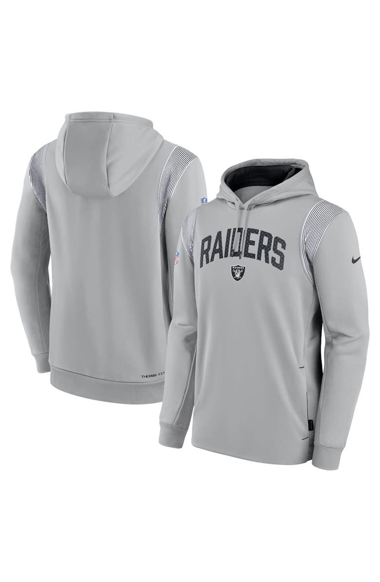 Nike Men's Nike Silver Las Vegas Raiders Sideline Athletic Stack Performance Pullover Hoodie, Main, color, Silver