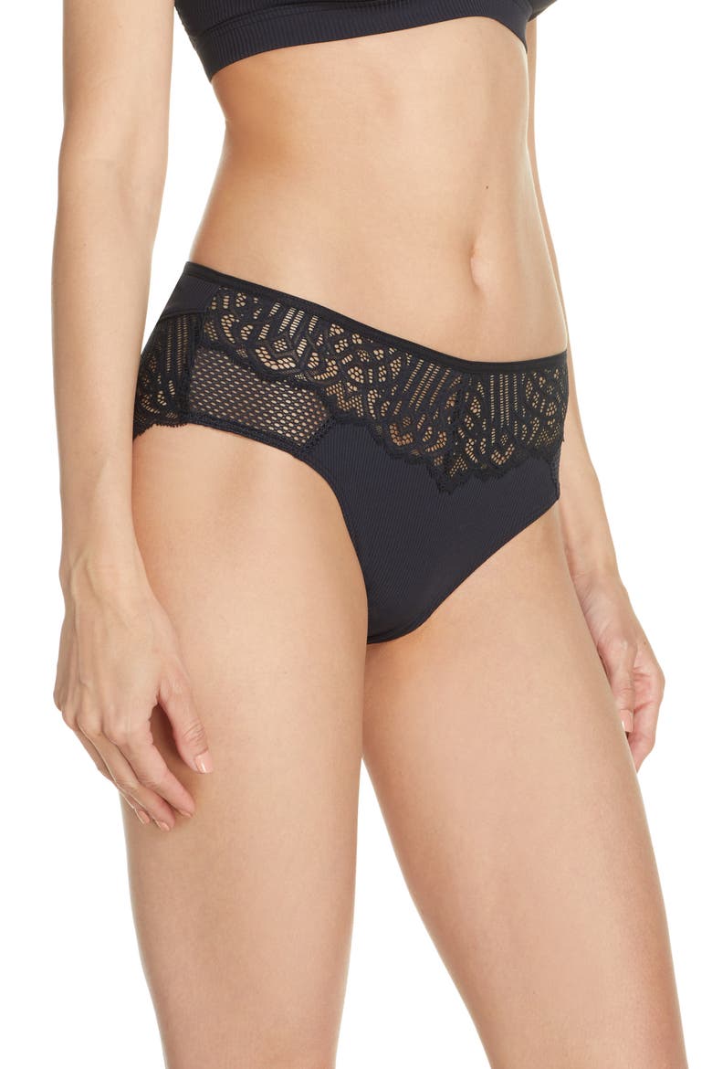 Nala Lace Trim Briefs, Alternate, color, BLACK