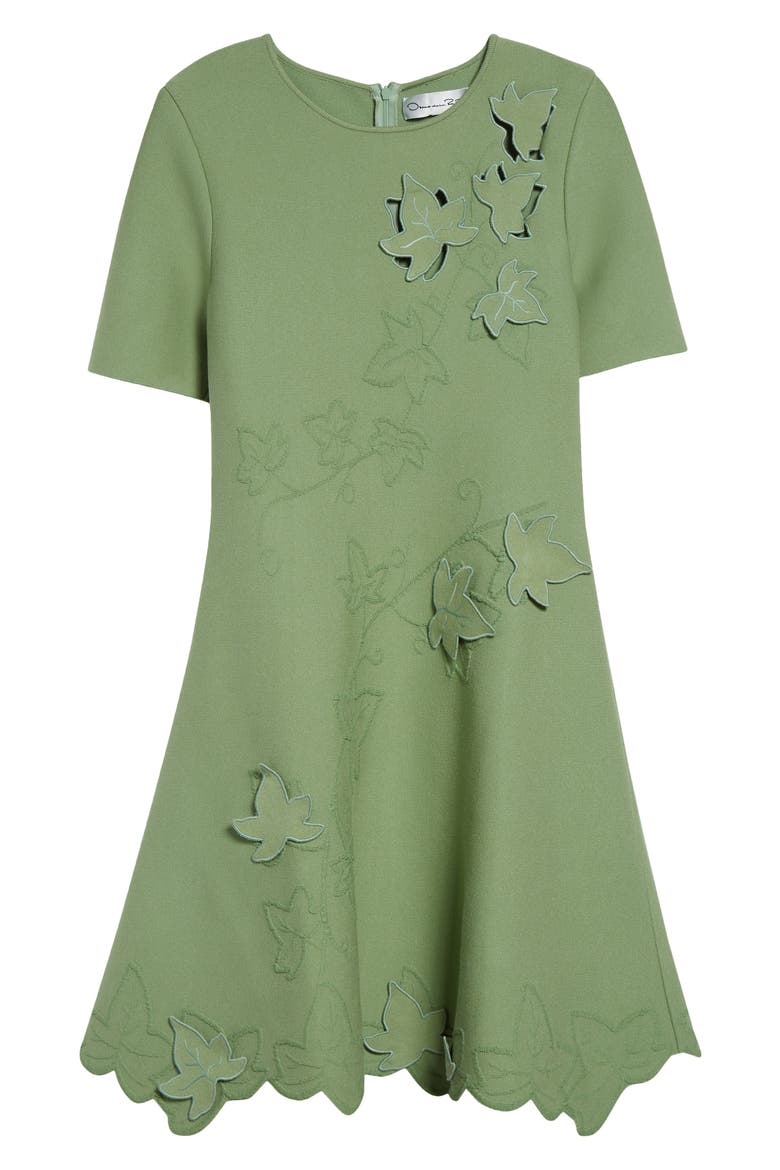 Ivy Detail Stretch Knit Fit & Flare Dress, Alternate, color, GREEN