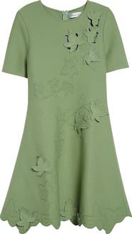 Oscar de la Renta Ivy Detail Stretch Knit Fit & Flare Dress