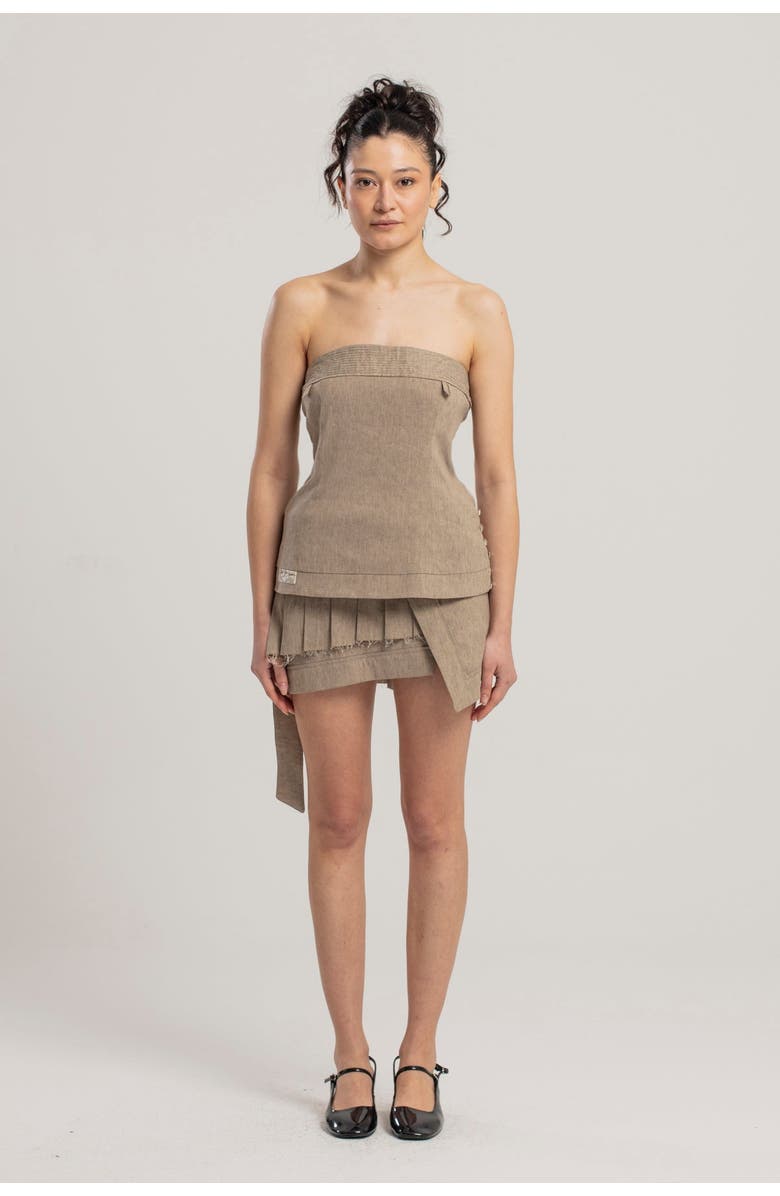 PCFG Linen Blend Strap Top, Alternate, color, Beige