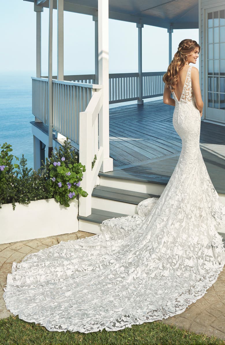 Rosa Clará Cecilia Lace Mermaid Wedding Dress, Alternate, color, 