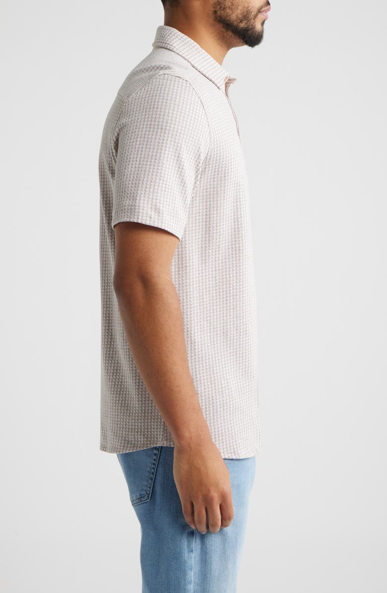 Johnston & Murphy Bennett Gingham Short Sleeve Button-Up Shirt, Alternate, color, Tan Gingham