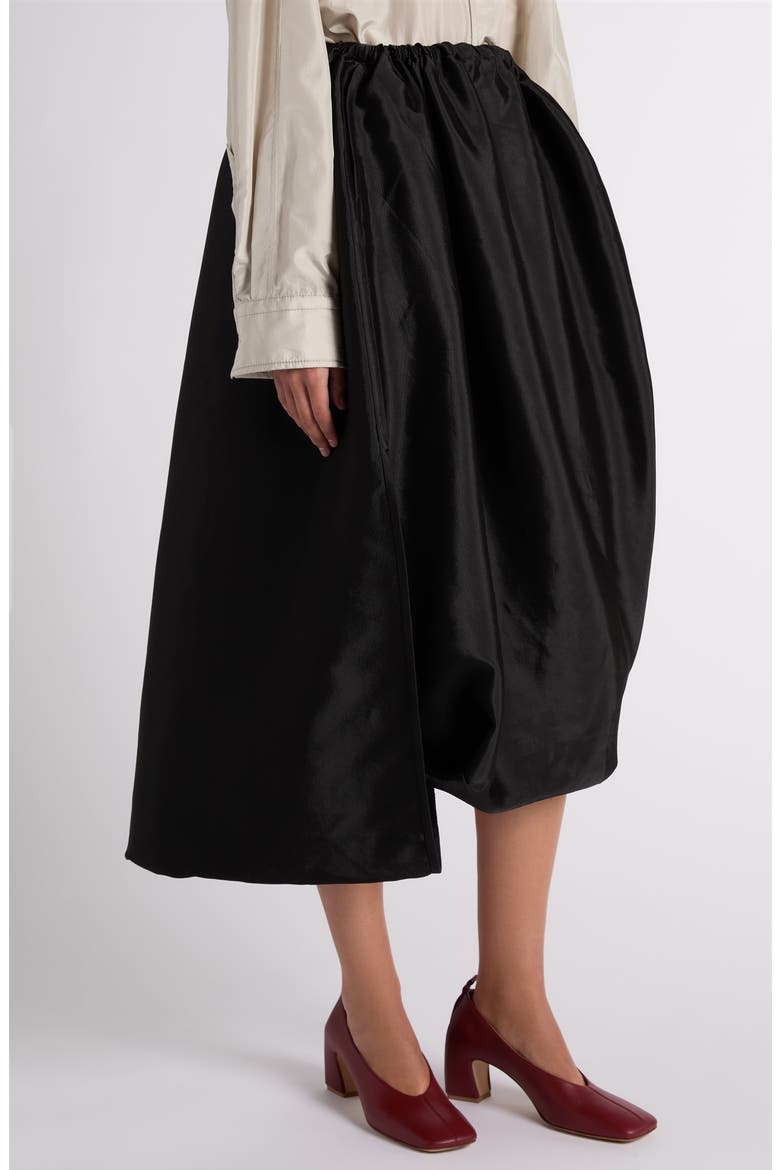 Asymmetric Midi Satin Bubble Skirt, Alternate, color, 1010 DOUBLE BLACK