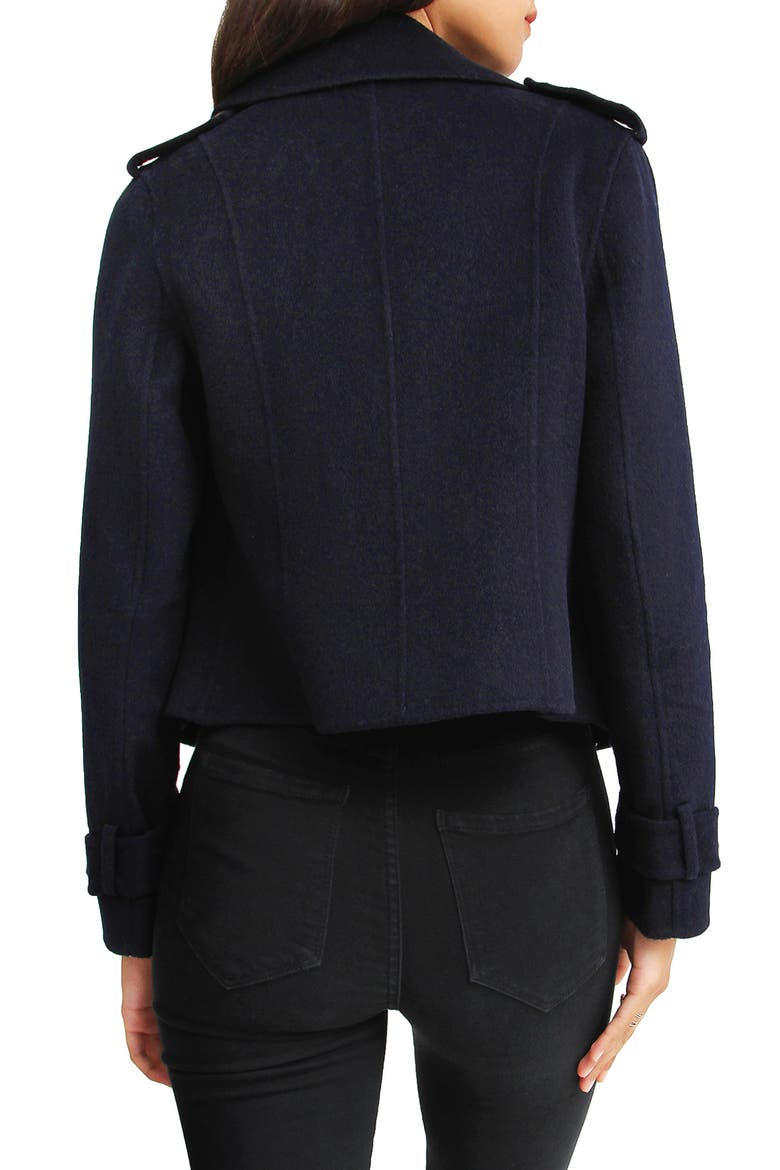 Better Off Military Wool Blend Crop Peacoat, Alternate, color, NAVY