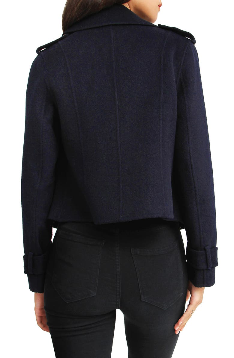 Better Off Military Wool Blend Crop Peacoat