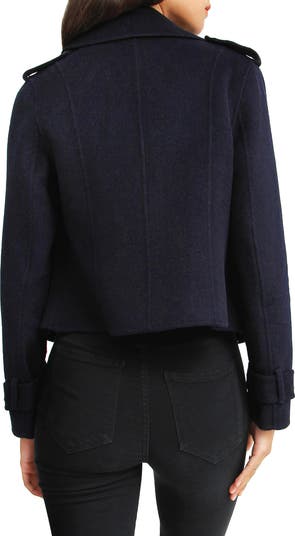 Better Off Military Wool Blend Crop Peacoat