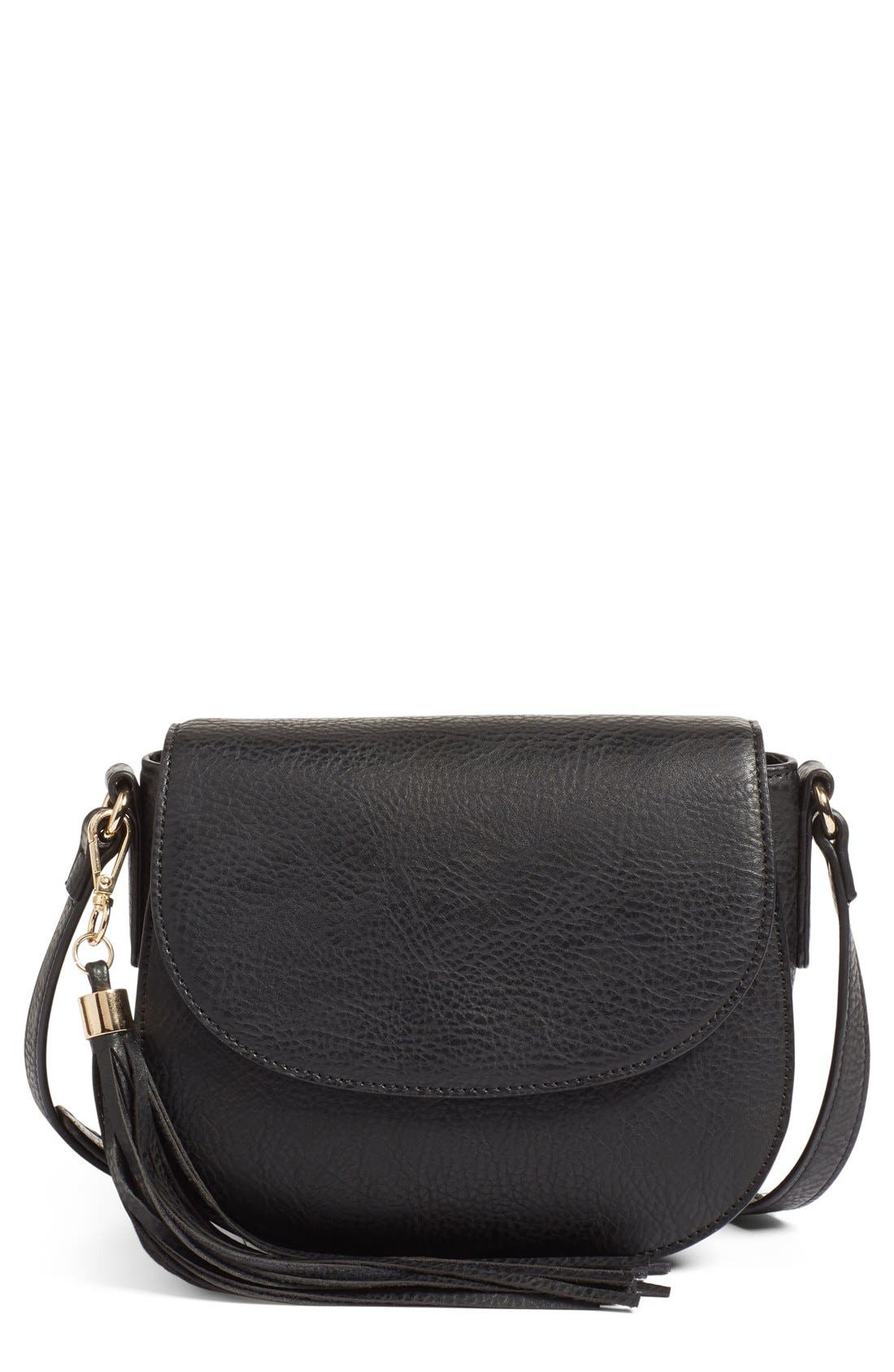 BP. Tassel Faux Leather Crossbody Bag, Main, color, 