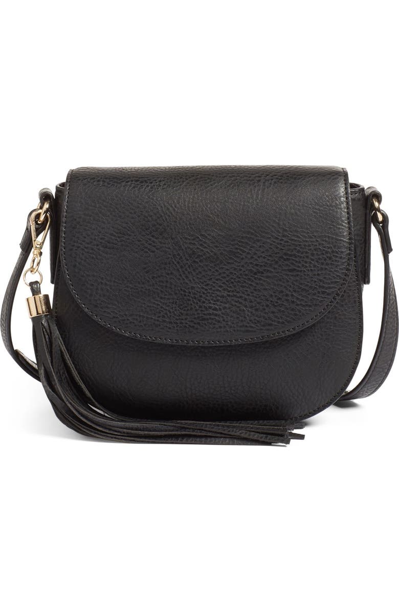 BP. Tassel Faux Leather Crossbody Bag, Main, color,
