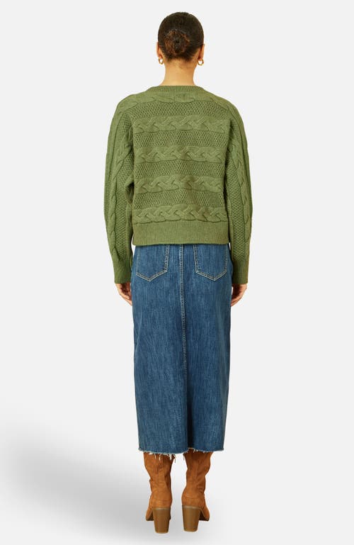 Yumi Cable Knit Relaxed Fit Jumper In Green