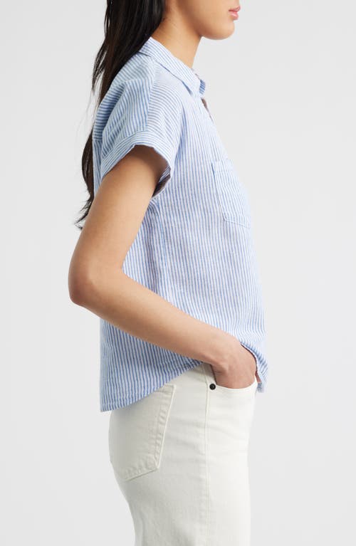 BEACHLUNCHLOUNGE BEACHLUNCHLOUNGE ARCHIE STRIPE SHORT SLEEVE BUTTON-UP SHIRT 