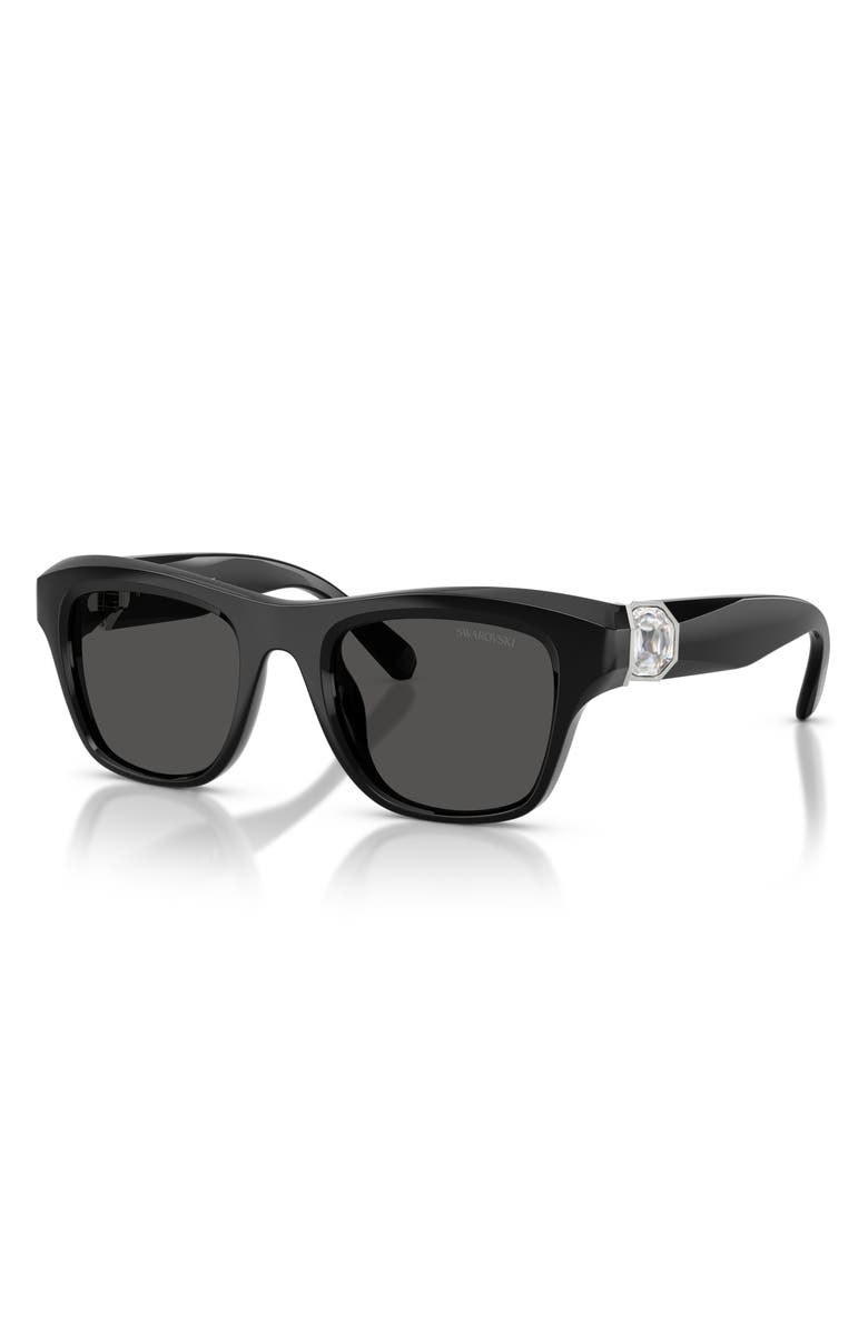 Swarovski 50mm Small Pillow Sunglasses, Alternate, color, Black / Dark Grey