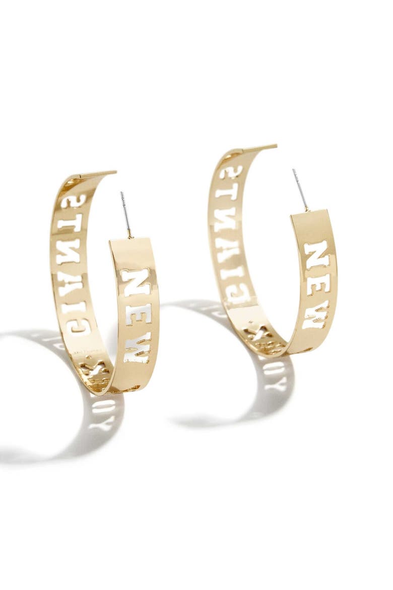 x Baublebar Gold New York Giants Large Cutout Hoop Earrings, Main, color, Gold