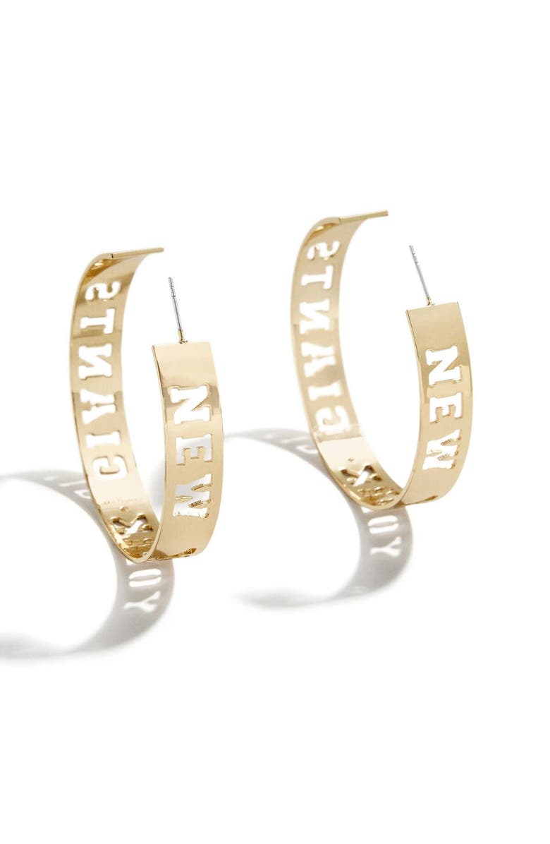 WEAR by Erin Andrews x Baublebar Gold New York Giants Large Cutout Hoop Earrings, Main, color, Gold