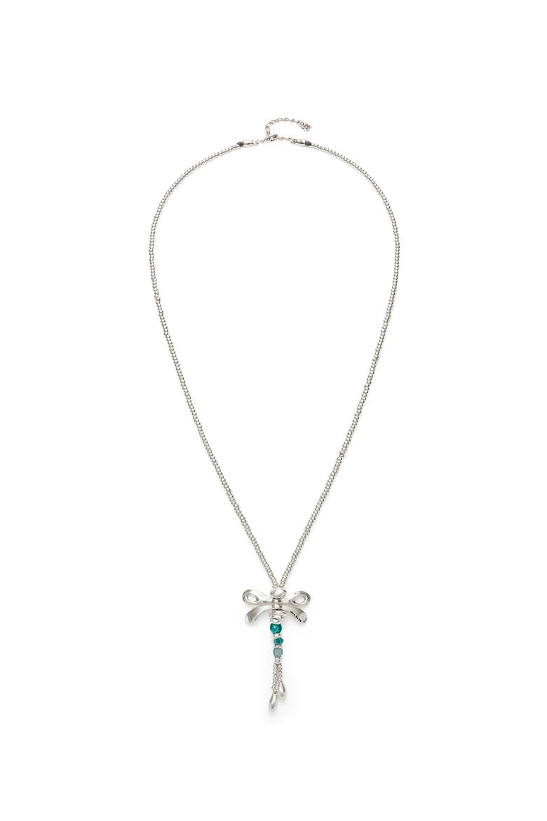 Long Pendant Necklace with a Dragonfly, Main, color, Silver