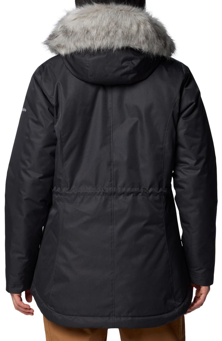 Columbia Suttle Mountain<sup>™</sup> III Water Repellent Insulated Jacket with Faux Fur Trim, Alternate, color, Black