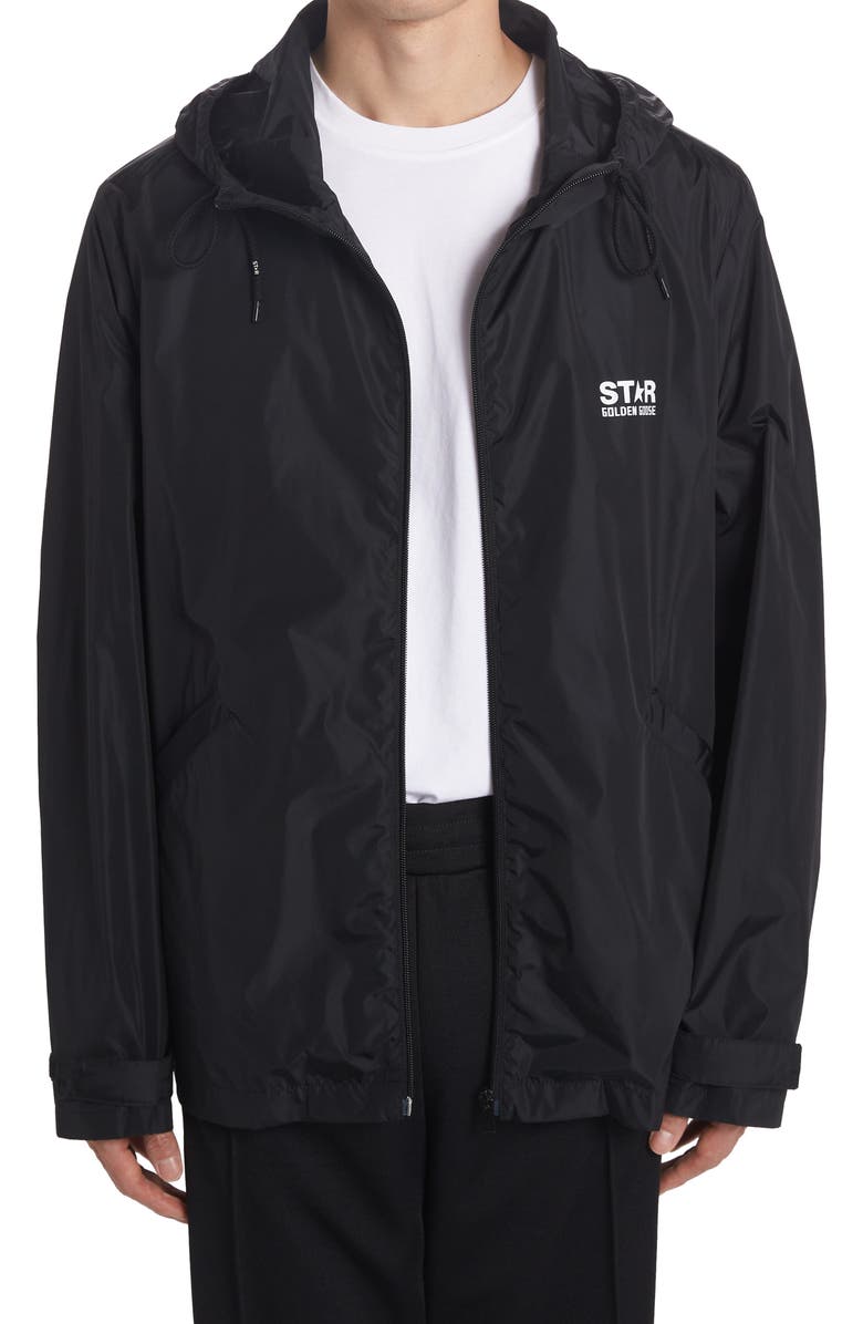Golden Goose Daris Star Collection Logo Hooded Windbreaker, Main, color, 
