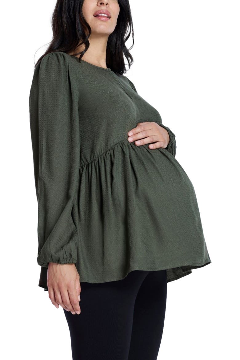 Long Sleeve Empire Waist Keyhole Woven Blouse, Alternate, color, Deep Depths
