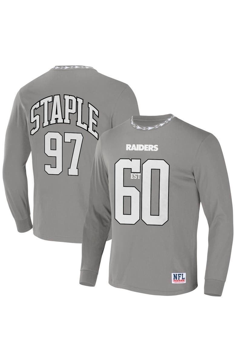 STAPLE Men's NFL x Staple Gray Las Vegas Raiders Core Team Long Sleeve T-Shirt, Main, color, Gray