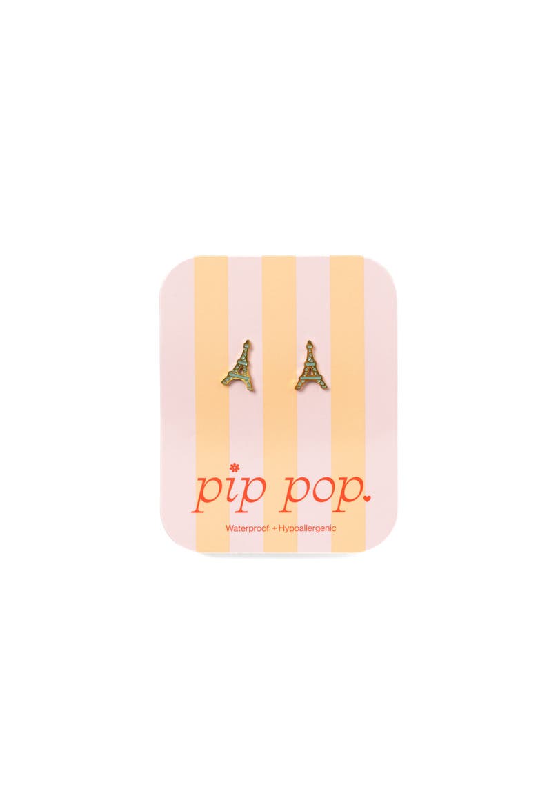 Eiffel Tower Stud Earrings, Alternate, color, Gold